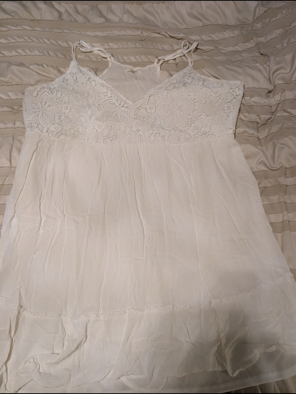 Maurices White Lace Bodice Chiffon Dress